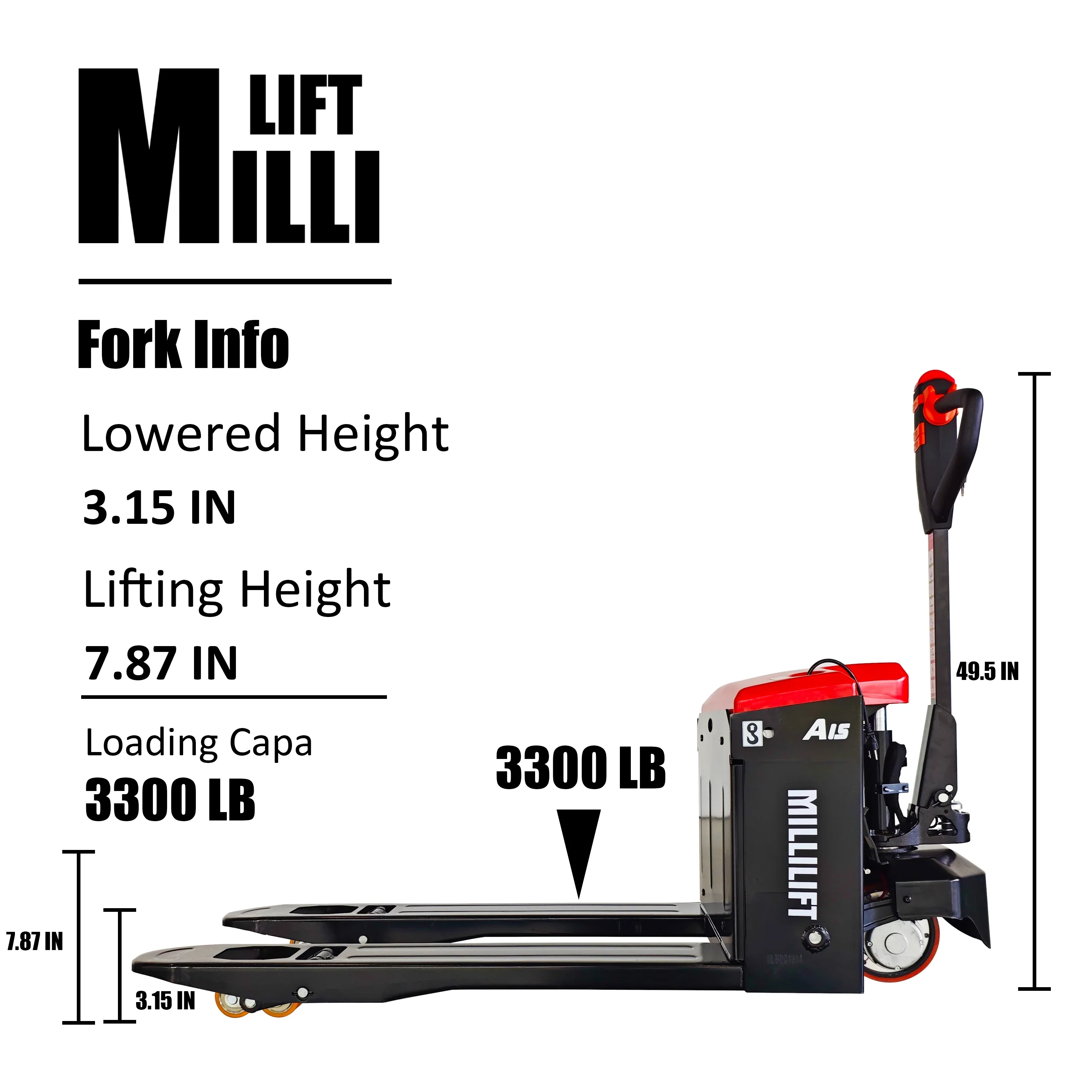Millilift 3300LB Max Weight Electric Pallet Truck