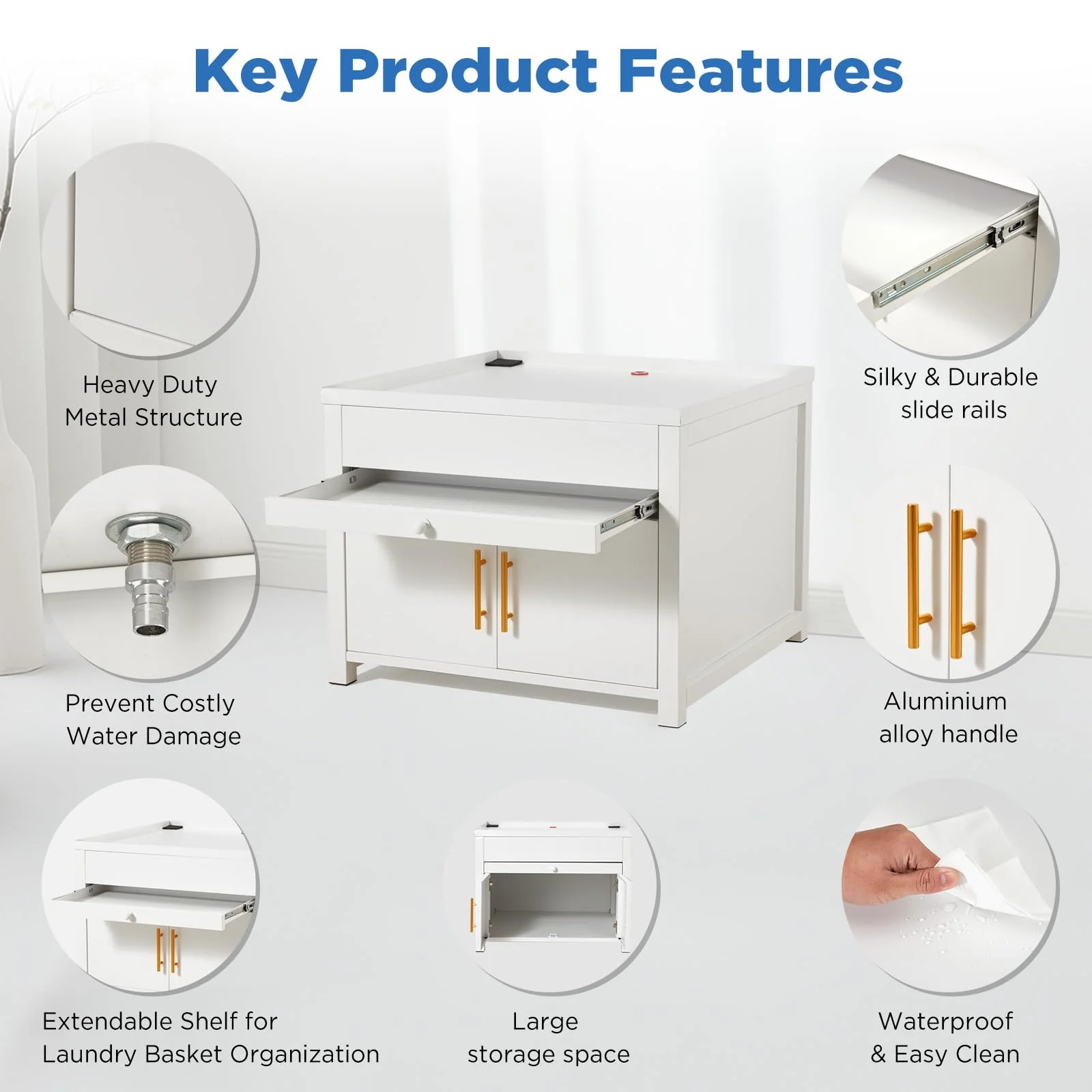 AECOJOY 2 Pack Laundry Pedestal, 700 LBS Capacity Washer Dryer Pedestal (Beige)