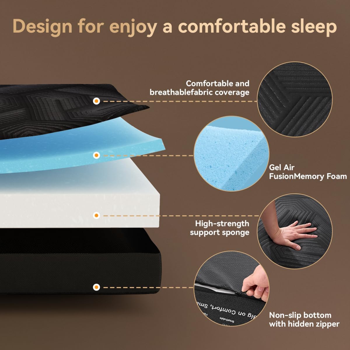 Trifold Mattress, 6 Inch Memory Foam Tri-Fold Mattress Queen Size, Foldable Sofa Bed with Washable Cover, Handles and Non-Slip Bottom for Yoga, Living Room, Camping, 78