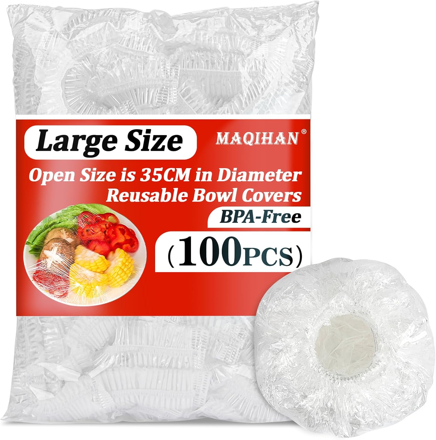 MAQIHAN 100 Bowl Covers Bread Proofing - Extra Large Plastic Wrap for Food