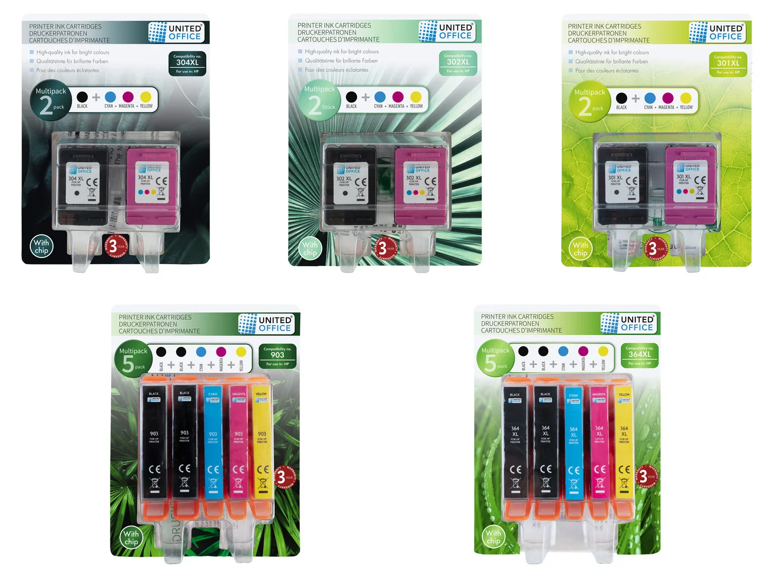 UNITED OFFICE Cartouches d'impression, Multipack, HP