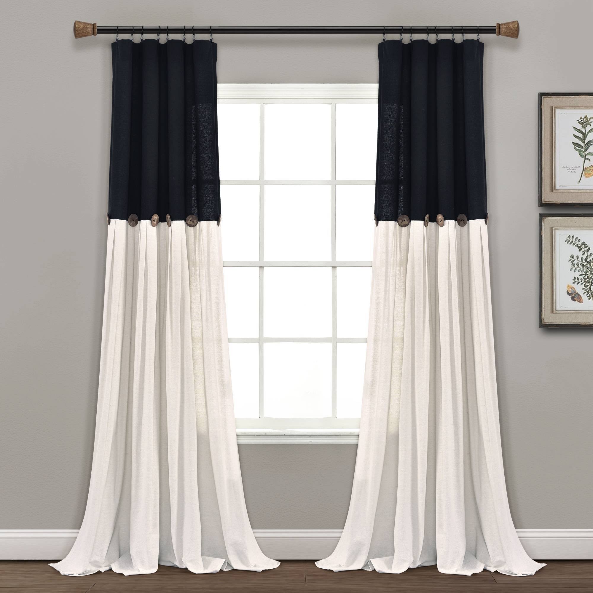 Lush Decor Linen Button Single Panel Window Curtain - 84