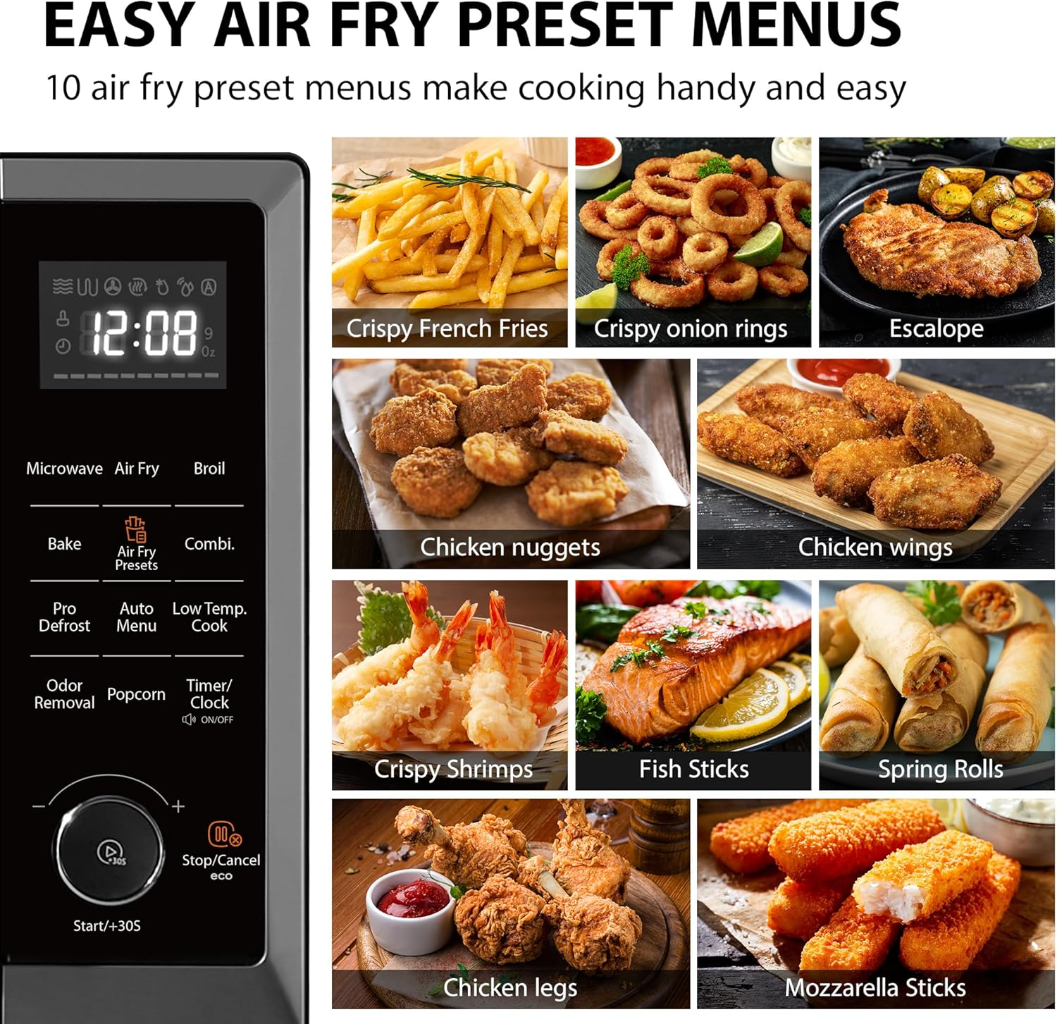 TOSHIBA Air Fryer Combo Microwave, 1.0 Cu.Ft, Black Stainless Steel