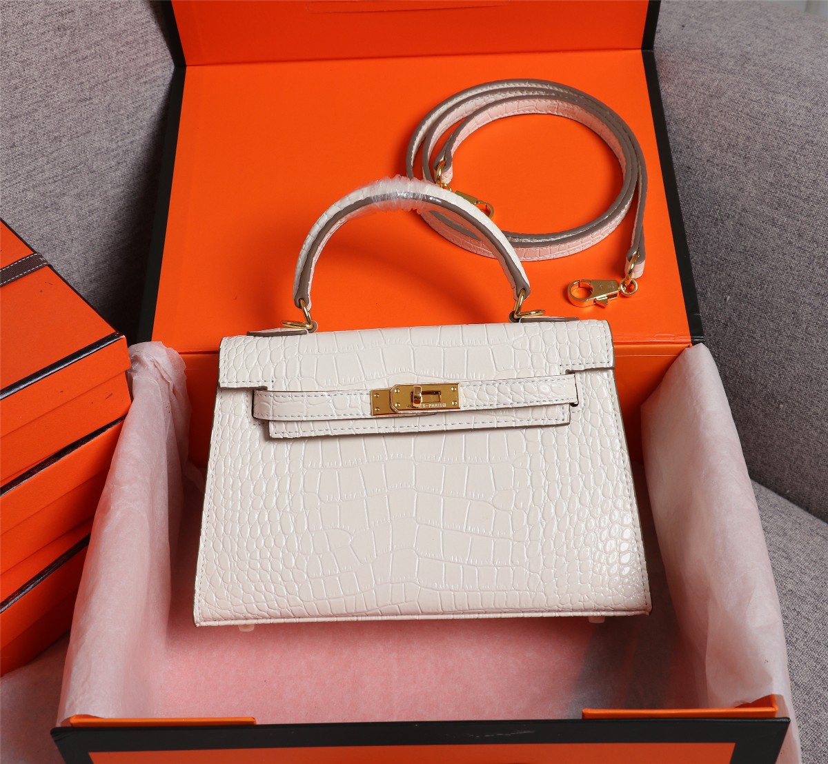 Hermes Kelly Gold Buckle Bag-Crocodile Handbag Shoulder Bag