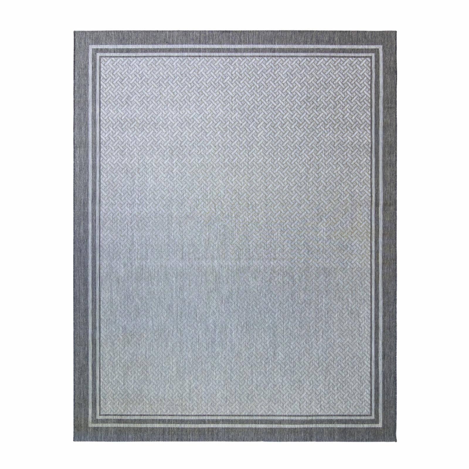 Paseo Soroa Black/White 8 ft. x 10 ft. Border Indoor/Outdoor Area Rug