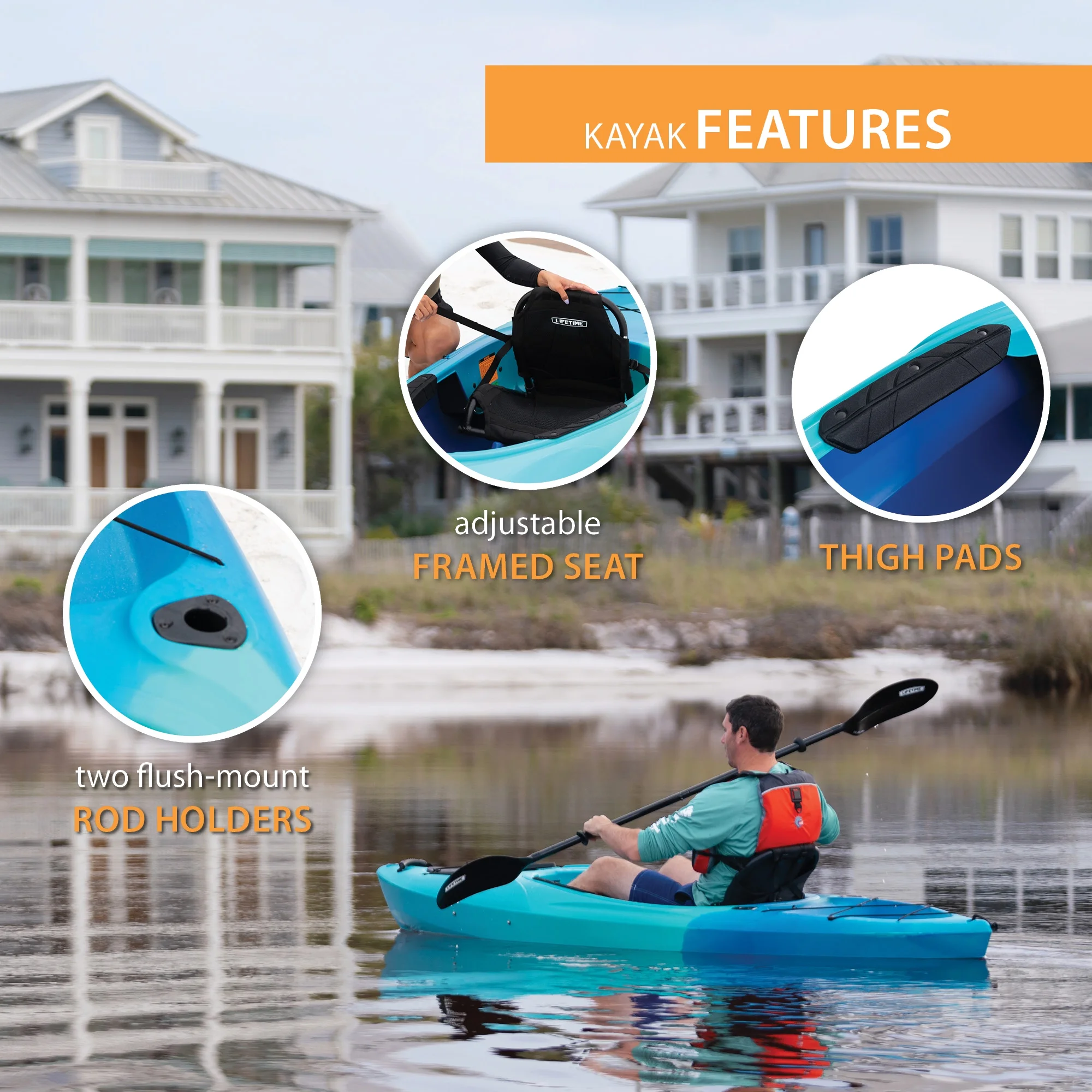 Tundra 10 ft Sit-Inside Kayak, Bahama Fusion (91193) - Image 6