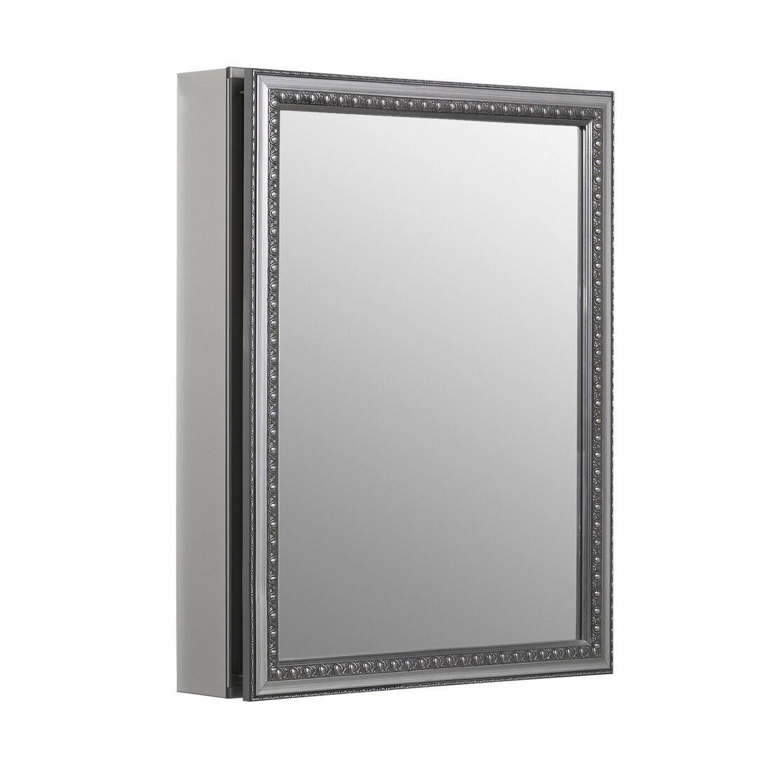Kohler K-CB-CLW2026SS 20 x 26 in. Aluminum Single-Door Medicine Cabinet with Decorative Silver Framed Mirrored Door