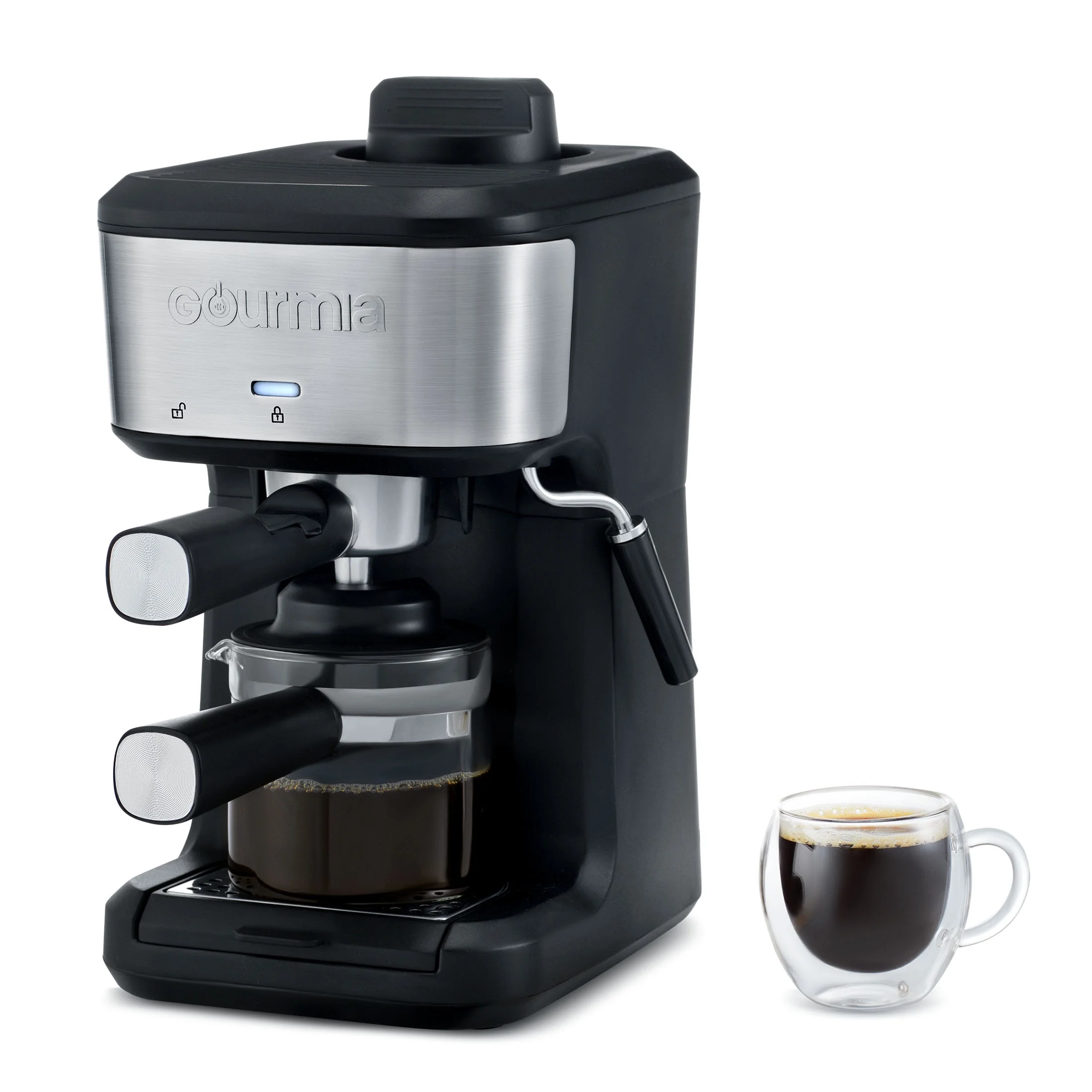 4-Shot Steam Espresso, Cappuccino, and Latte Maker with Frothing Wand, Black, New - Image 4