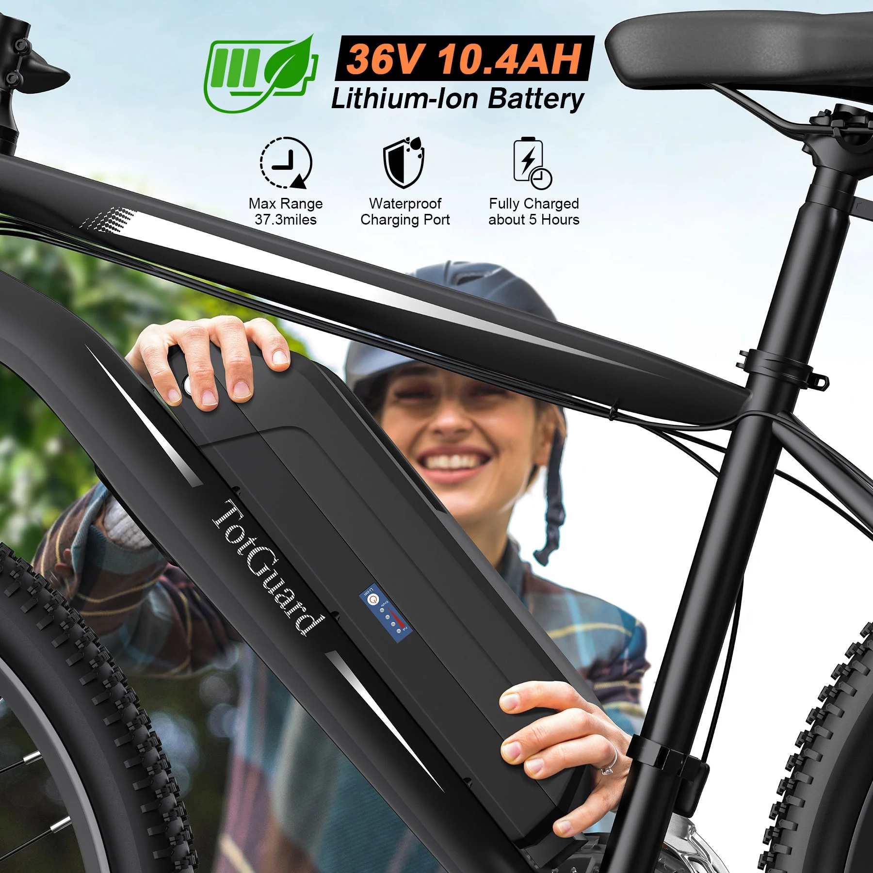 Electric Bike for Adults, 26" Ebike 350W Adult Electric Bicycles, Electric Mountain Bike with 36V 10.4Ah Battery, Suspension Fork, 21 Speed Gears(White) - Image 10