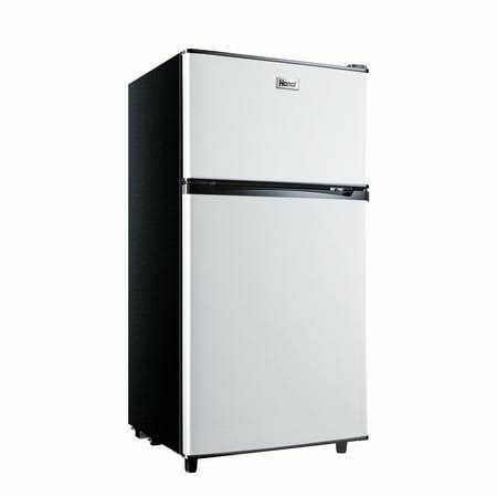Wanai 3.5 Cu ft Two Door Mini Fridge with Freezer, Silvery