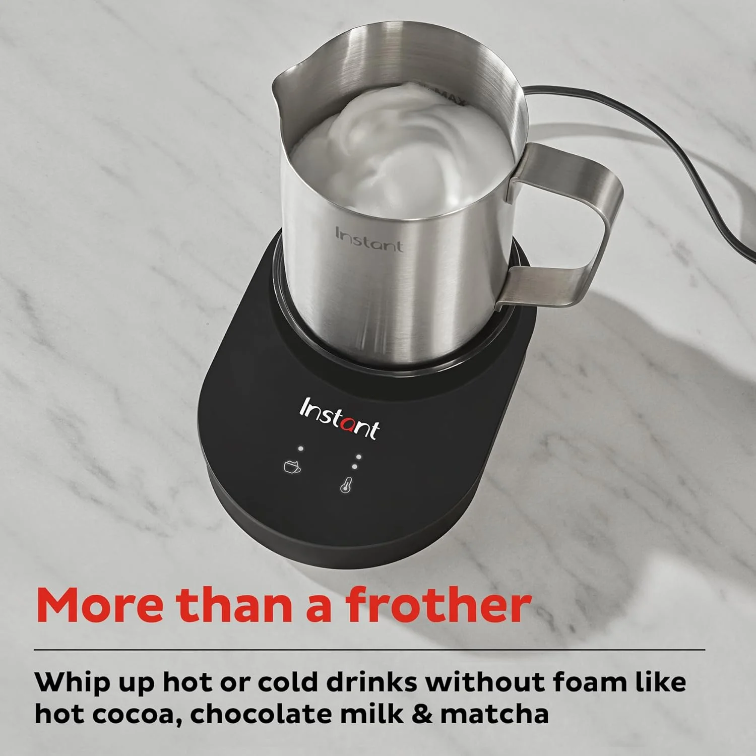 Instant Magic Froth 9-in-1 Electric Milk Steamer and Frother,17oz Stainless Steel Pitcher,Hot and Cold Foam Maker and Milk Warmer for Lattes - Image 3