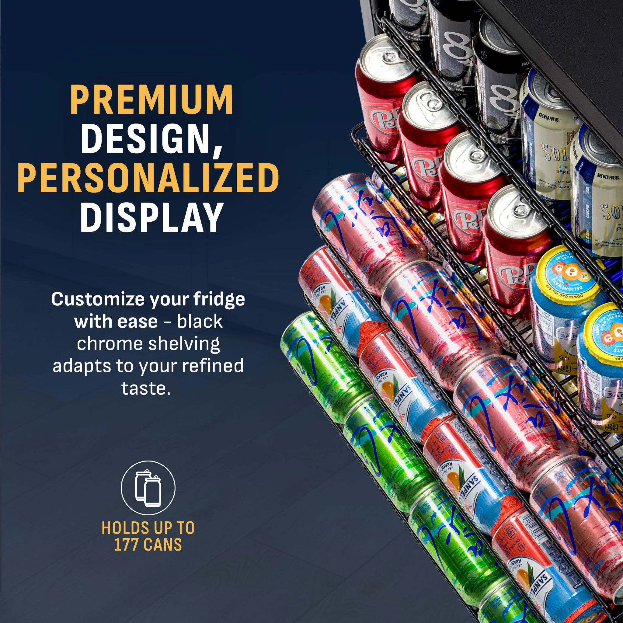 Newair 177-Can Built-In Black Beverage Fridge - 24