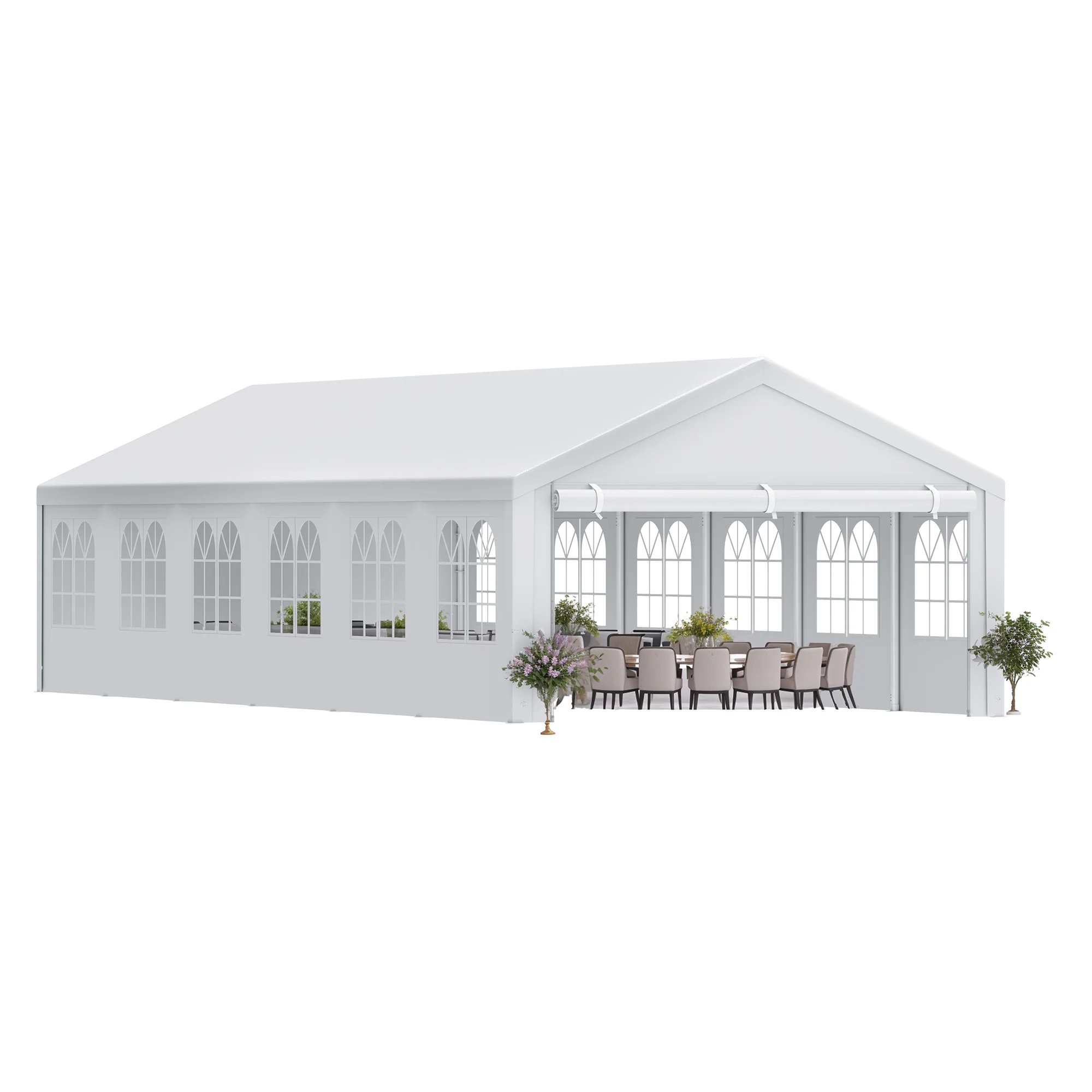 20' x 40' Heavy Duty Gazebo with Reinforced Triangular Column Outdoor Party Tent Canopy Event Shelters Upgraded Galvanized Carport with Removable Sidewall Windows for Commercial, Part(20' x 40') - Image 6