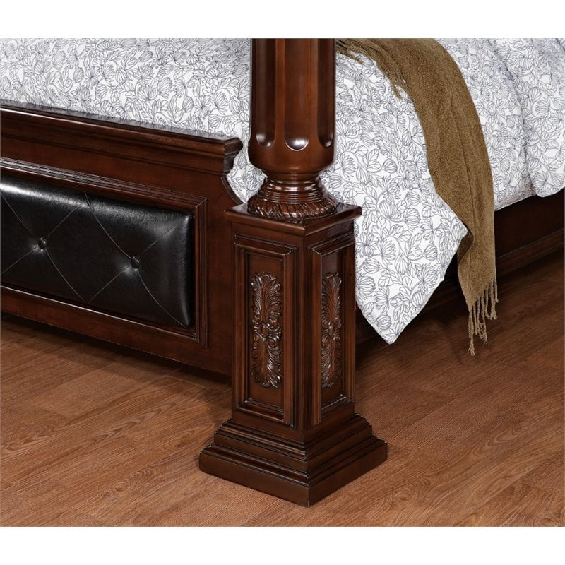 Bowery Hill King Poster Canopy Bed in Brown Cherry