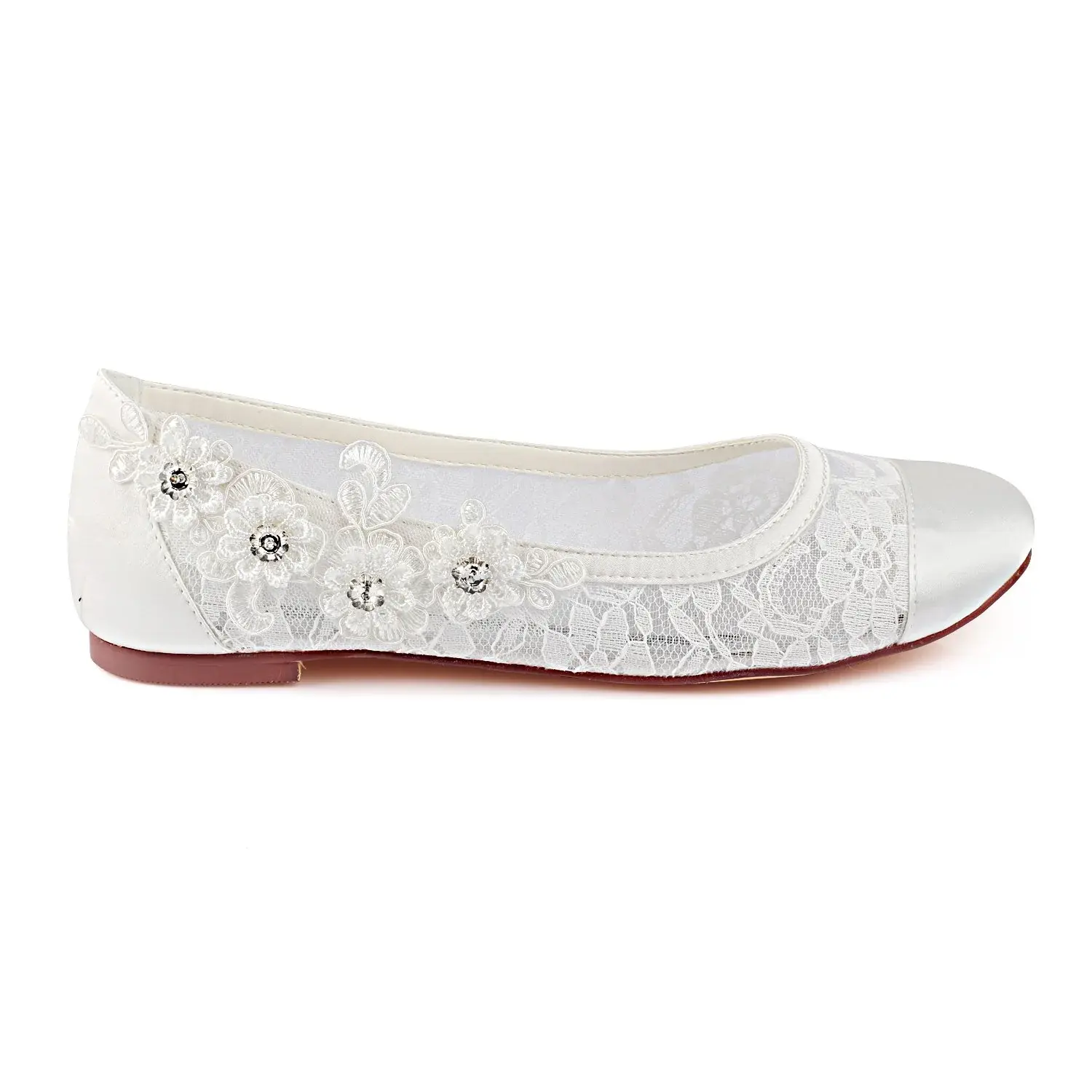 Ivory Flat Lace Wedding Shoes with Crystal, Fashion Woman Party Shoes L-931