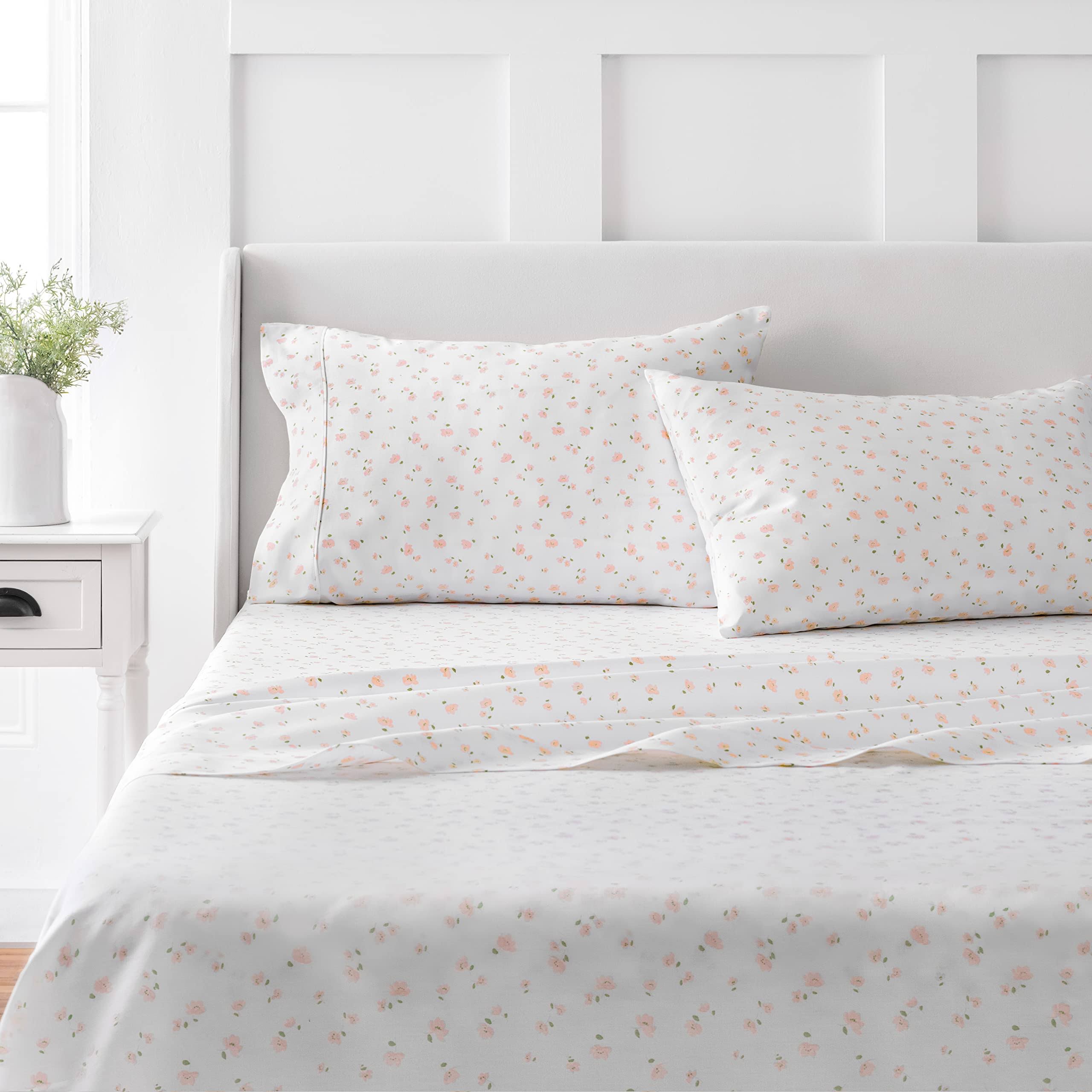 Martha Stewart 100% Cotton Queen Sheet Set - 4 Piece, Soft, Smooth, Durable, Easy Care, 16 inch Deep Pocket Sheet, Bedding Sheets, Sateen Sheet, 1