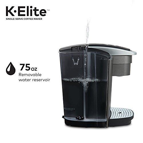 Cafetière Keurig K Elite, machine à café à dosettes K-Cup individuelles, avec possibilité de préparer du café glacé, finition ardoise brossée