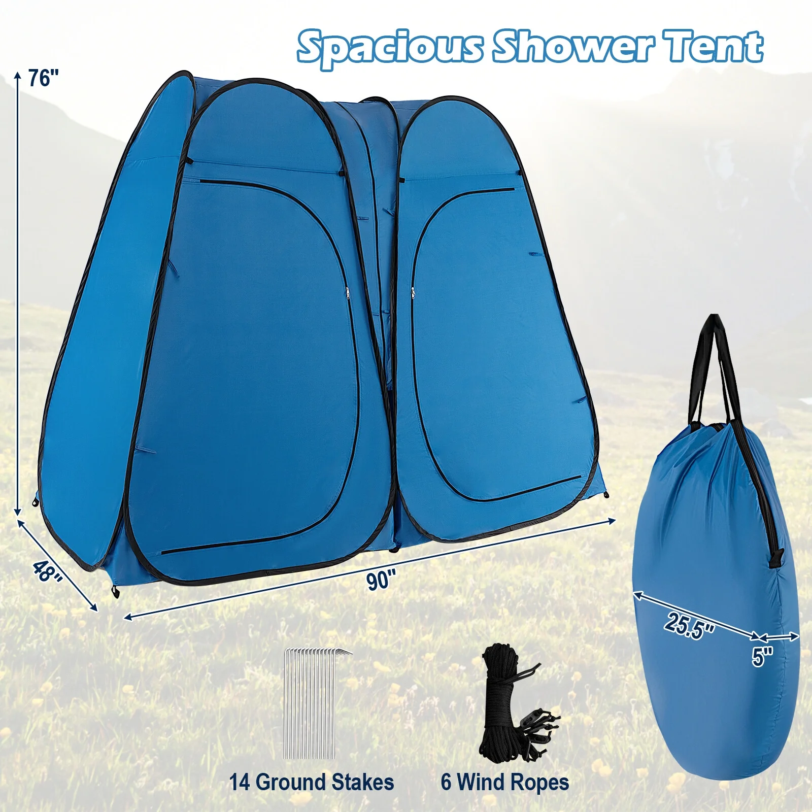 Portable Outdoor 7.5FT Pop up Shower Privacy Tent Dressing Changing Room Camping