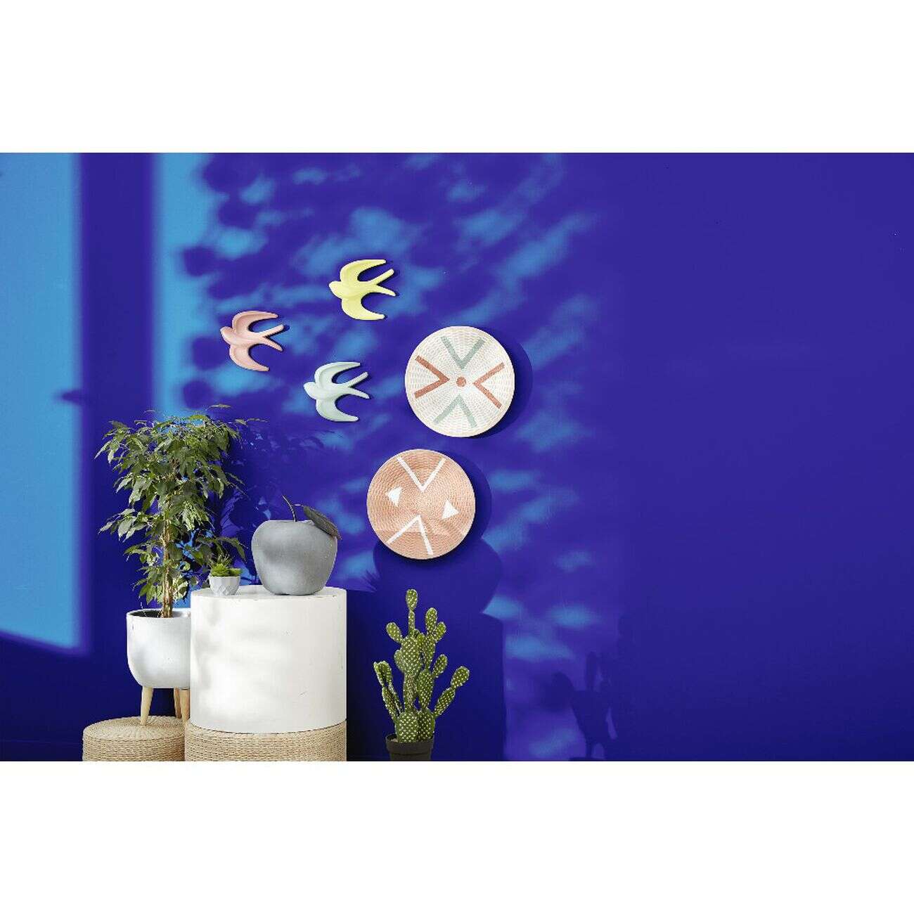 Assiette murale ronde motif géométrique en mdf