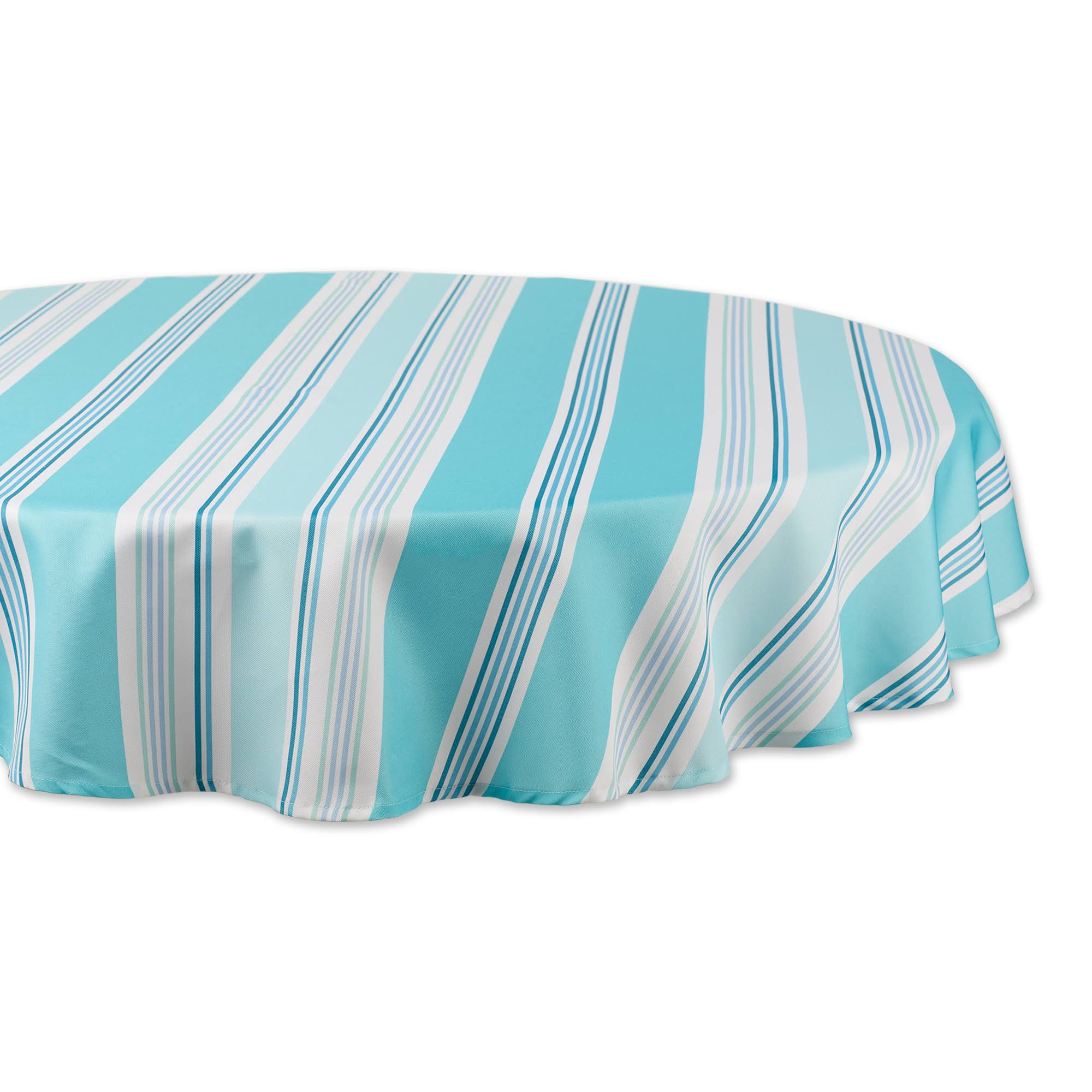 DII Beach House Stripe Print Outdoor Tablecloth 60 Round