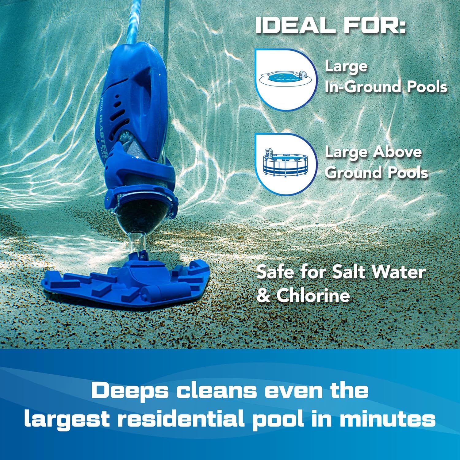 Cordless Pool Vacuum for Deep Cleaning & Strong Suction, Handheld Rechargeable Swimming Pool Cleaner for Inground and Above Ground Pools,…