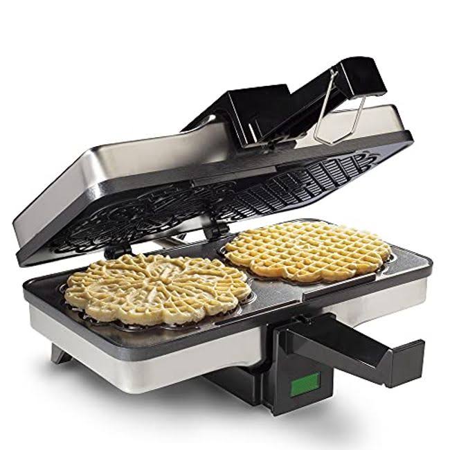 Pizzelle Maker- Non-Stick Electric Pizzelle Baker Press Makes Two 5-Inch Cookies at