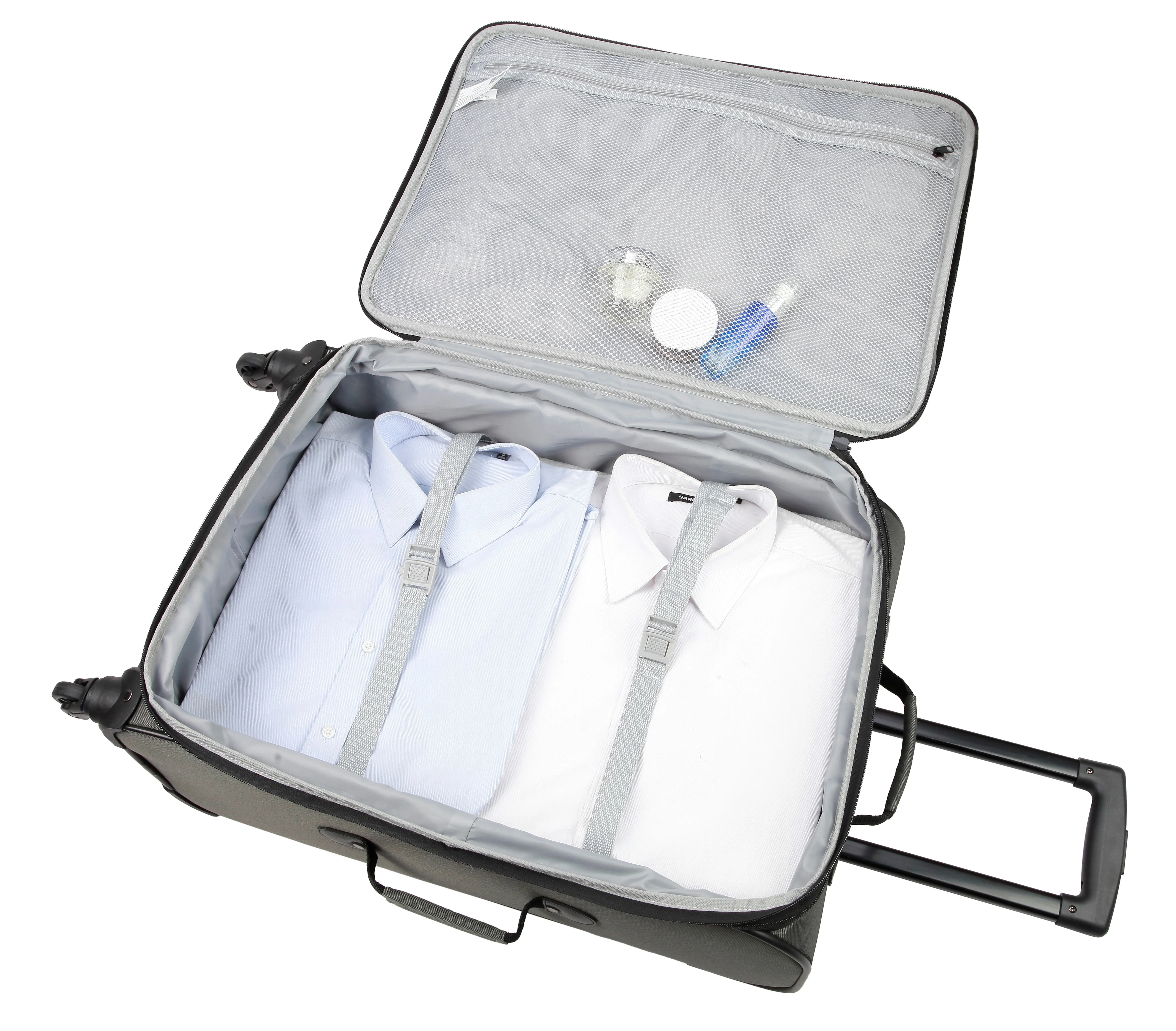 Protege 5 Piece Spinner Luggage Set, Includes 28 in Checked, 24 in Checked Bags, 20 in Carry - on, 15 in Boarding Tote and Matching Utility Bag, All Ages, Grey