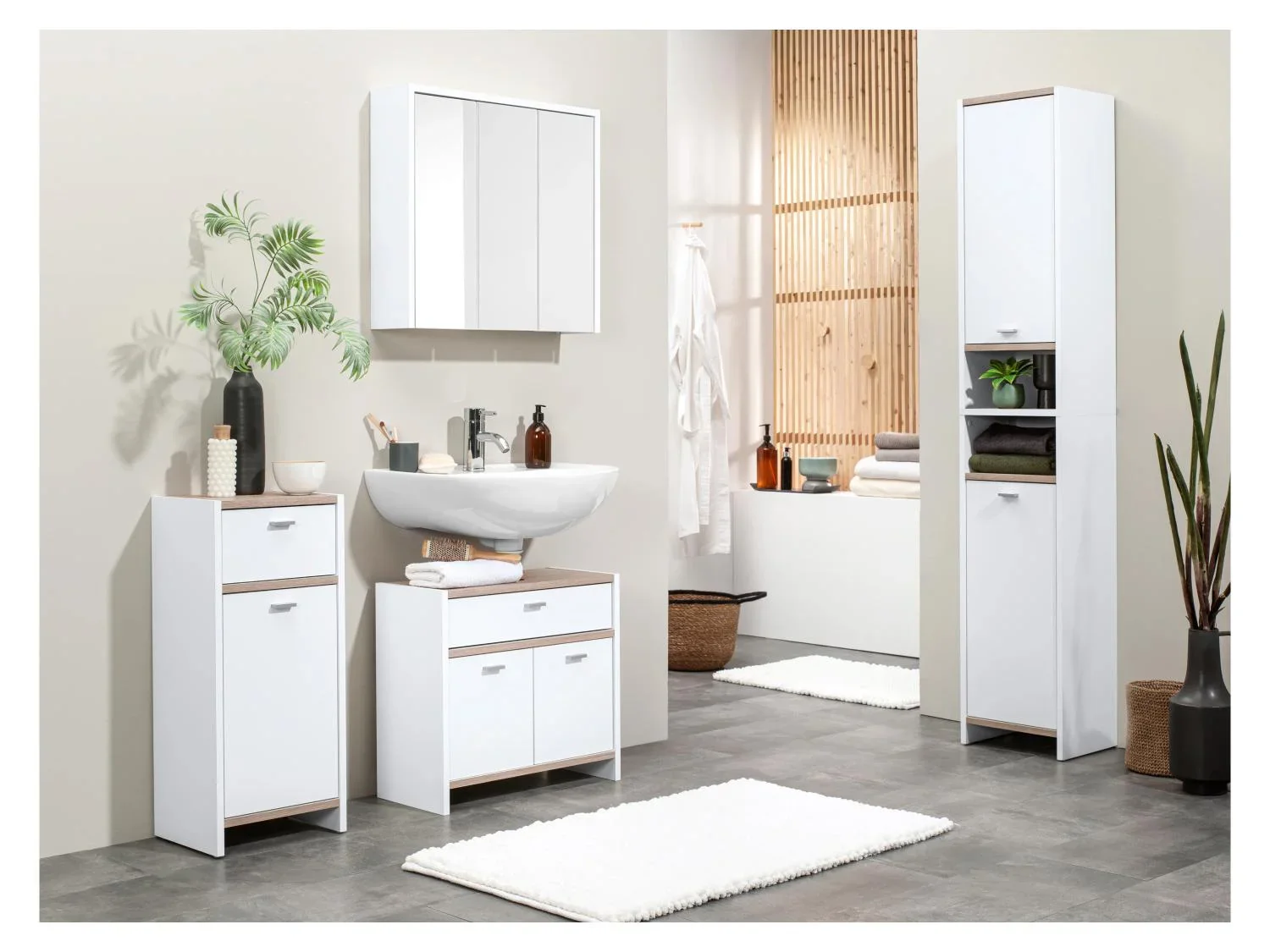 LIVARNO home Meuble sous-vasque, 58,1 x 54,5 x 28 cm, blanc/imitation chne