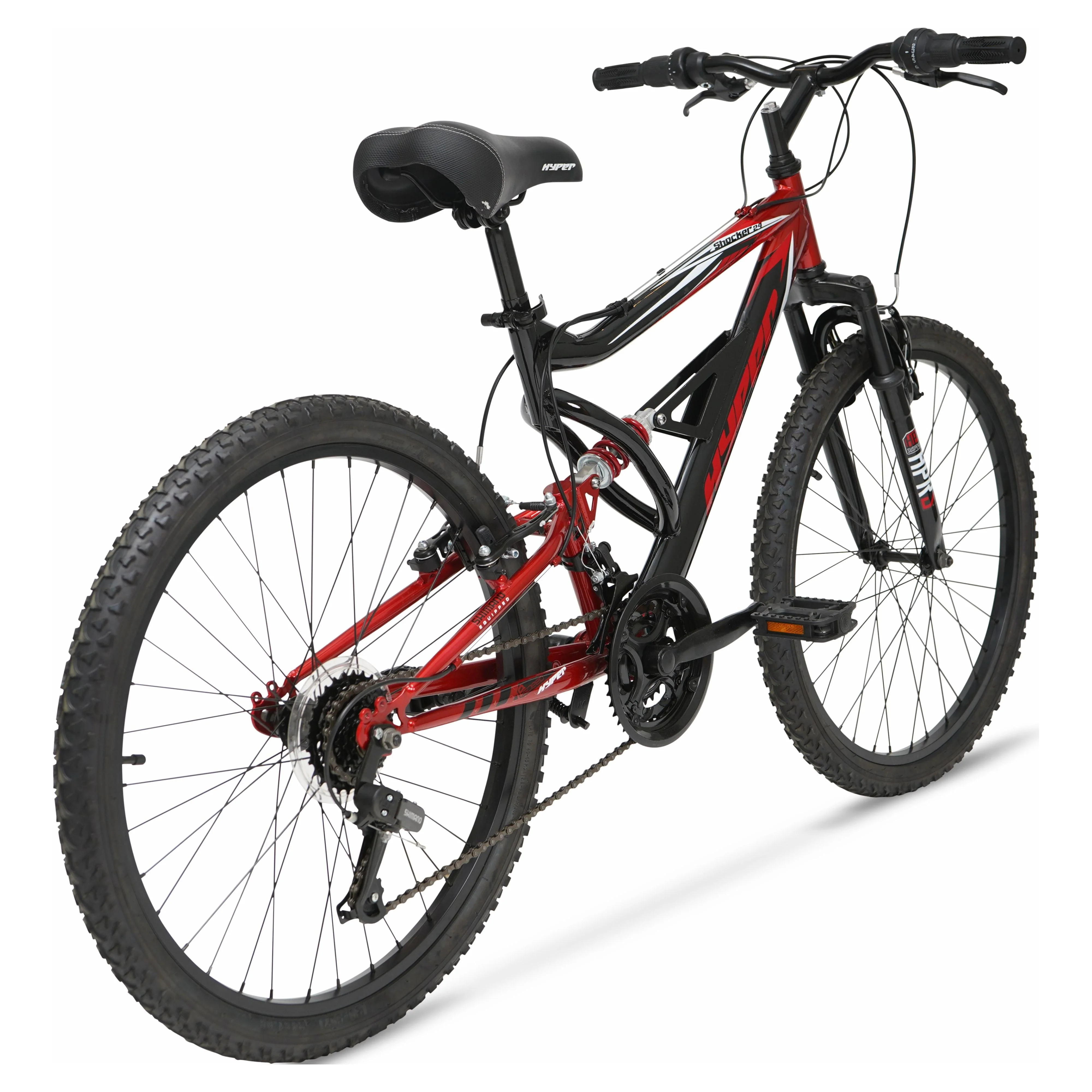 Hyper Bicycle 24" Shocker Mountain Bike, Kids, Red and Black Image 2