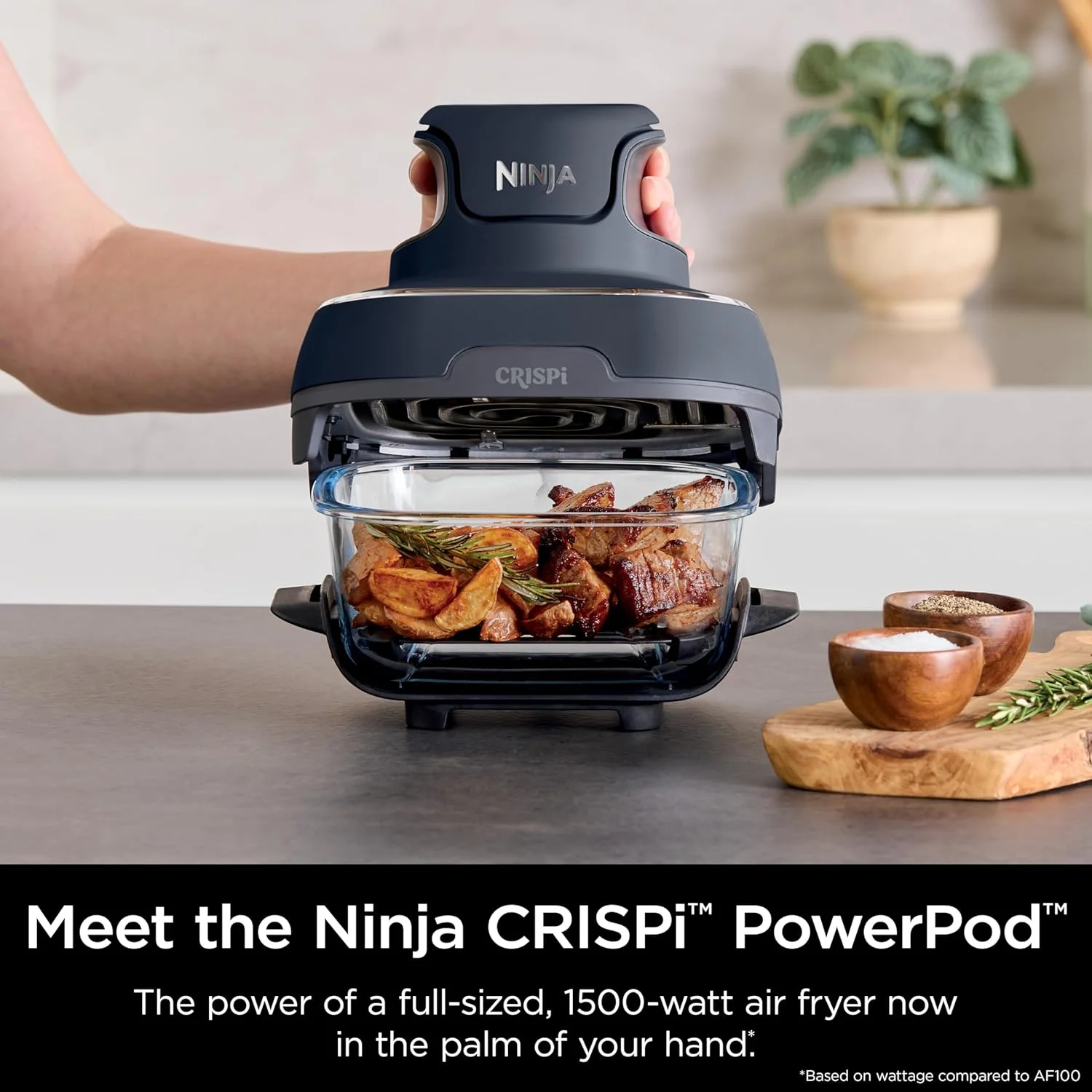 Crispi 4-in-1 Portable Glass Air Fryer Cooking System, 4-Qt 6-Cup Containers, Cyberspace(Cyberspace) - Image 9