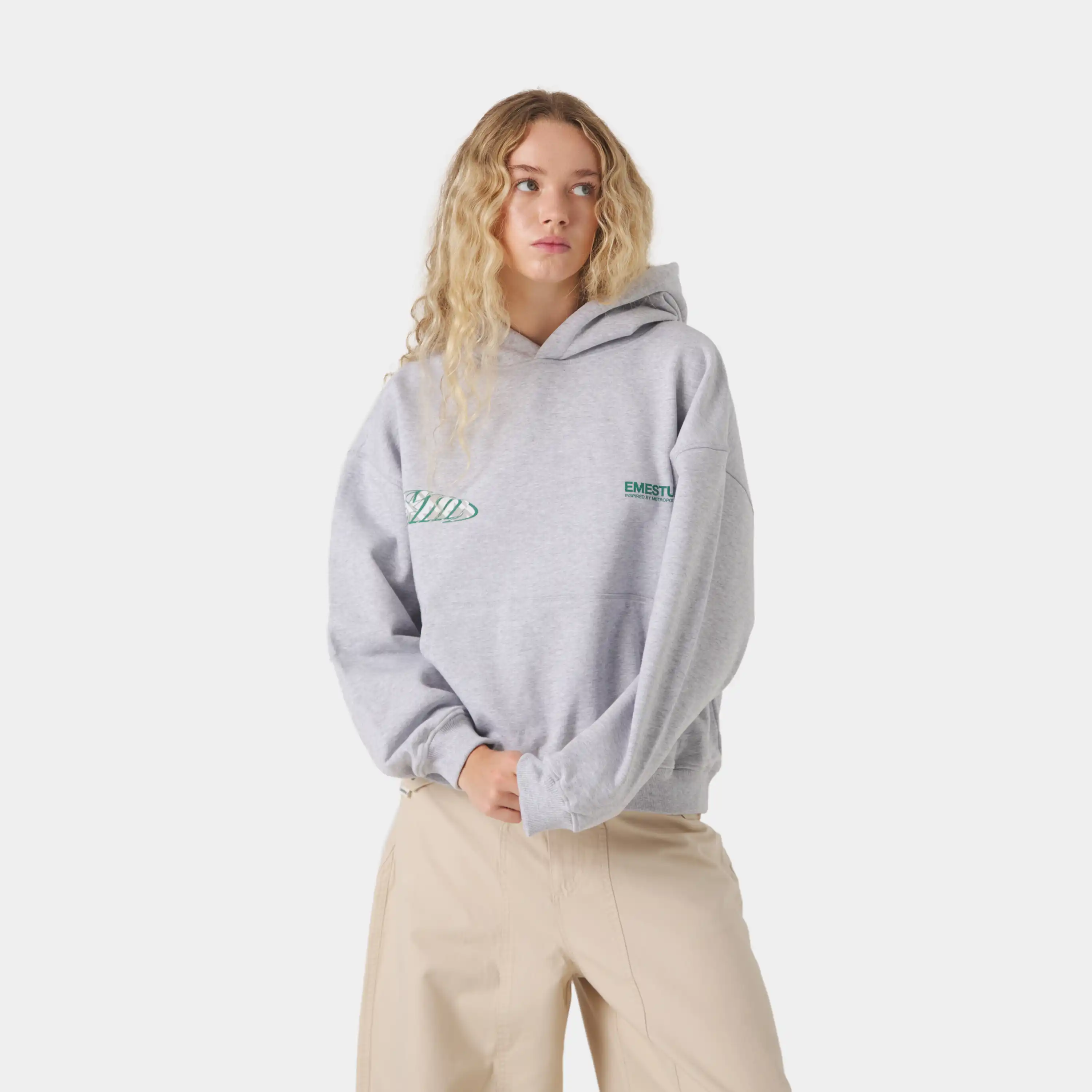Claurev Grey Oversized Hoodie