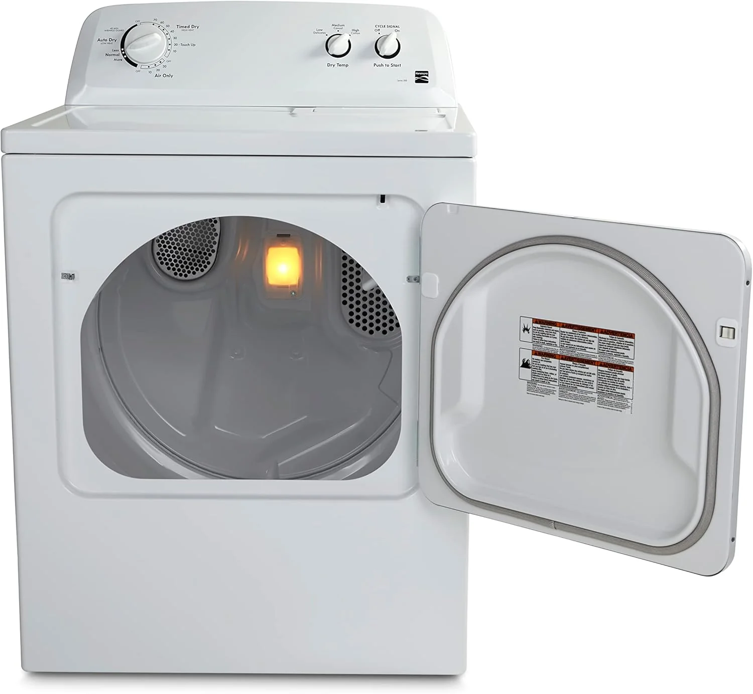 29′′ Front Load Electric Dryer with Wrinkle Guard and 7.0 Cubic Ft. Total Capacity. White