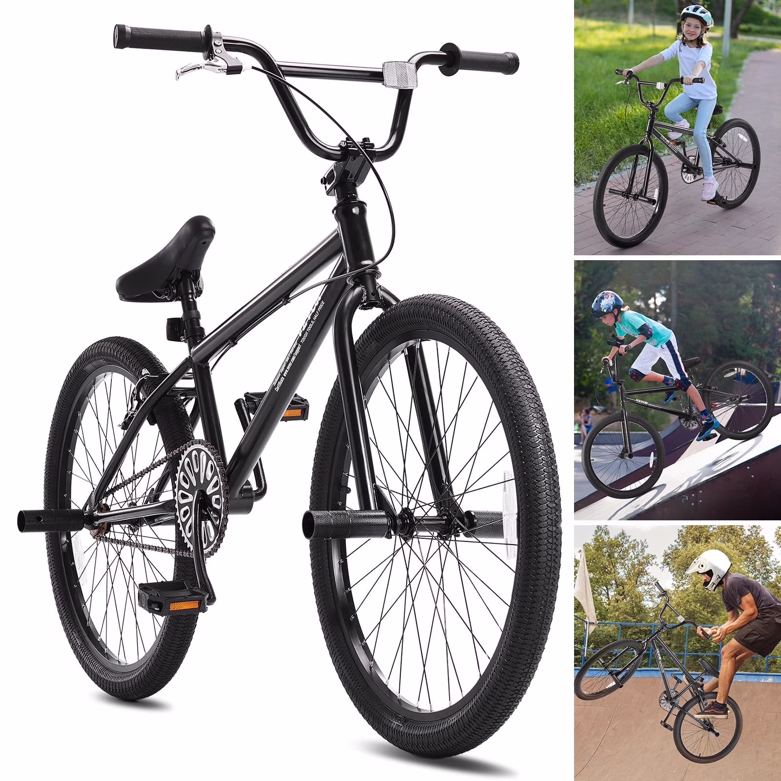VEVOR BMX Bike, 24 - Inch Wheel Freestyle Bike, BMX Race Bike with 4 Pegs, Beginner - Level BMX to Advanced Riders, BMX Bicycles for Teen Adult Men Women, Durable Hi - Ten Steel Frame, Easy to Assemble