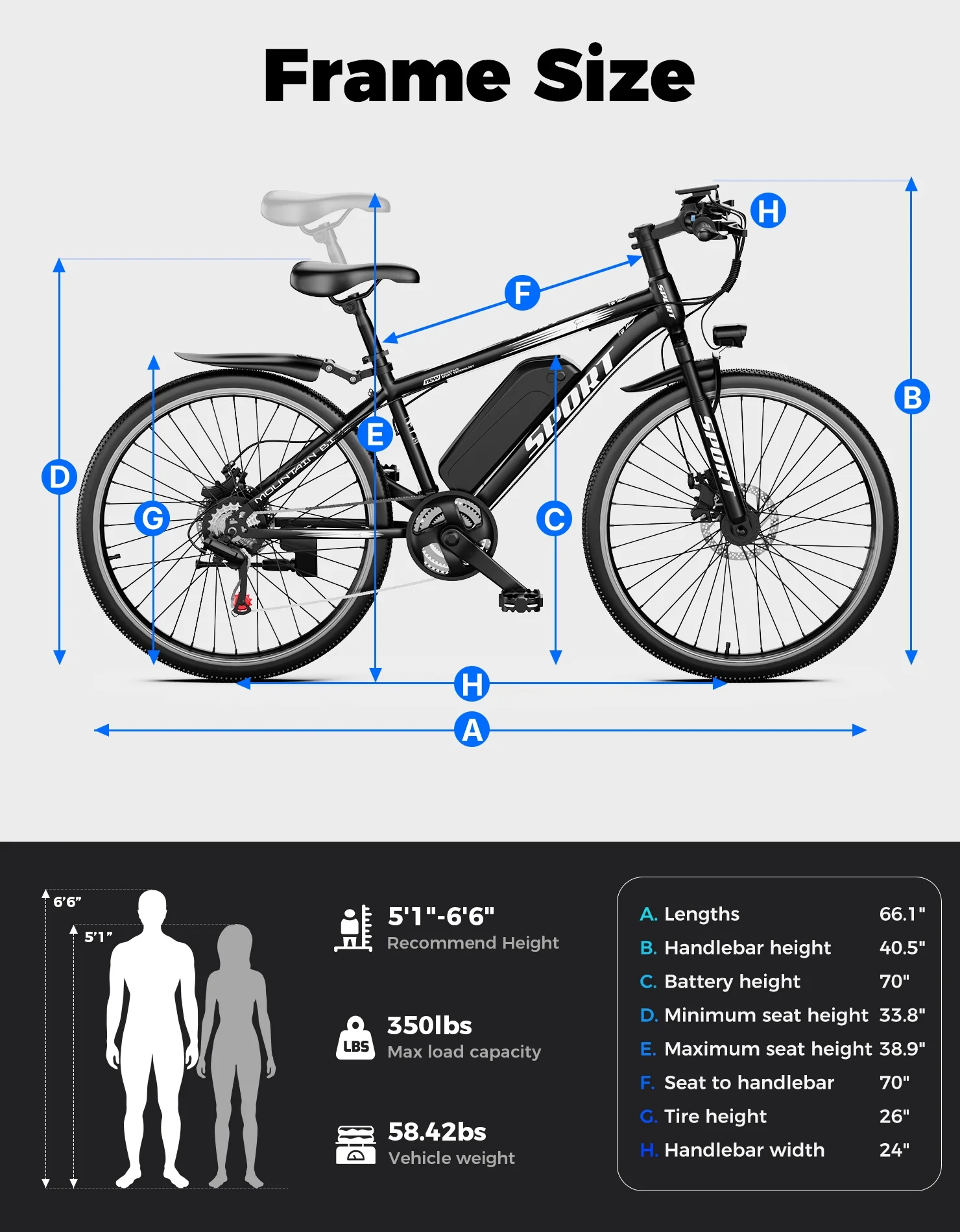 Electric Bike for Adults, 26" Electric Mountain Bike, 1200W Peak Power Motor, Up to 25 MPH 45 Miles, Electric Bicycle with 48V 10AH Removable Battery, UL 2849 - Image 8