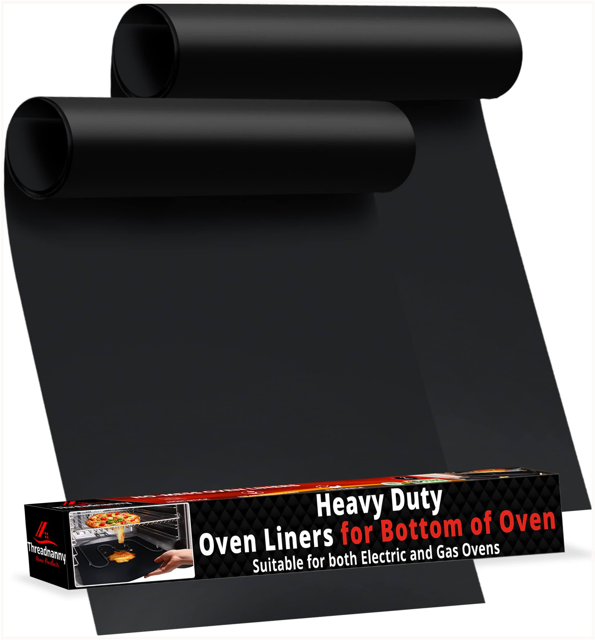 Large Thick Heavy Duty 2 Pack Non Stick Teflon Oven Liners Mat, 17 inchx 25 inch BPA and PFOA Free, for Bottom of Electric Oven GAS Oven Microwave