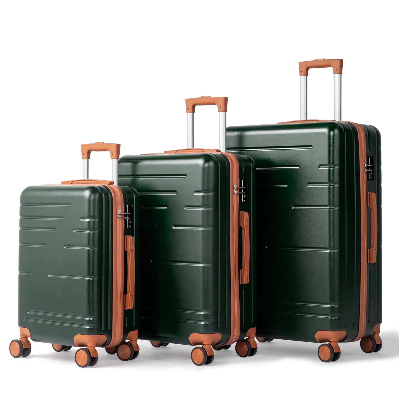 Zimtown Luggage 3 Piece Set Suitcase ABS Hardside Lightweight with TSA Lock Spinner Wheels, Beige