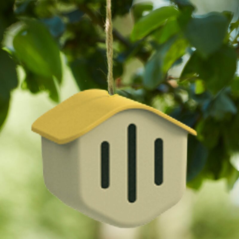 Sommerfuglhus 14 cm beige gul