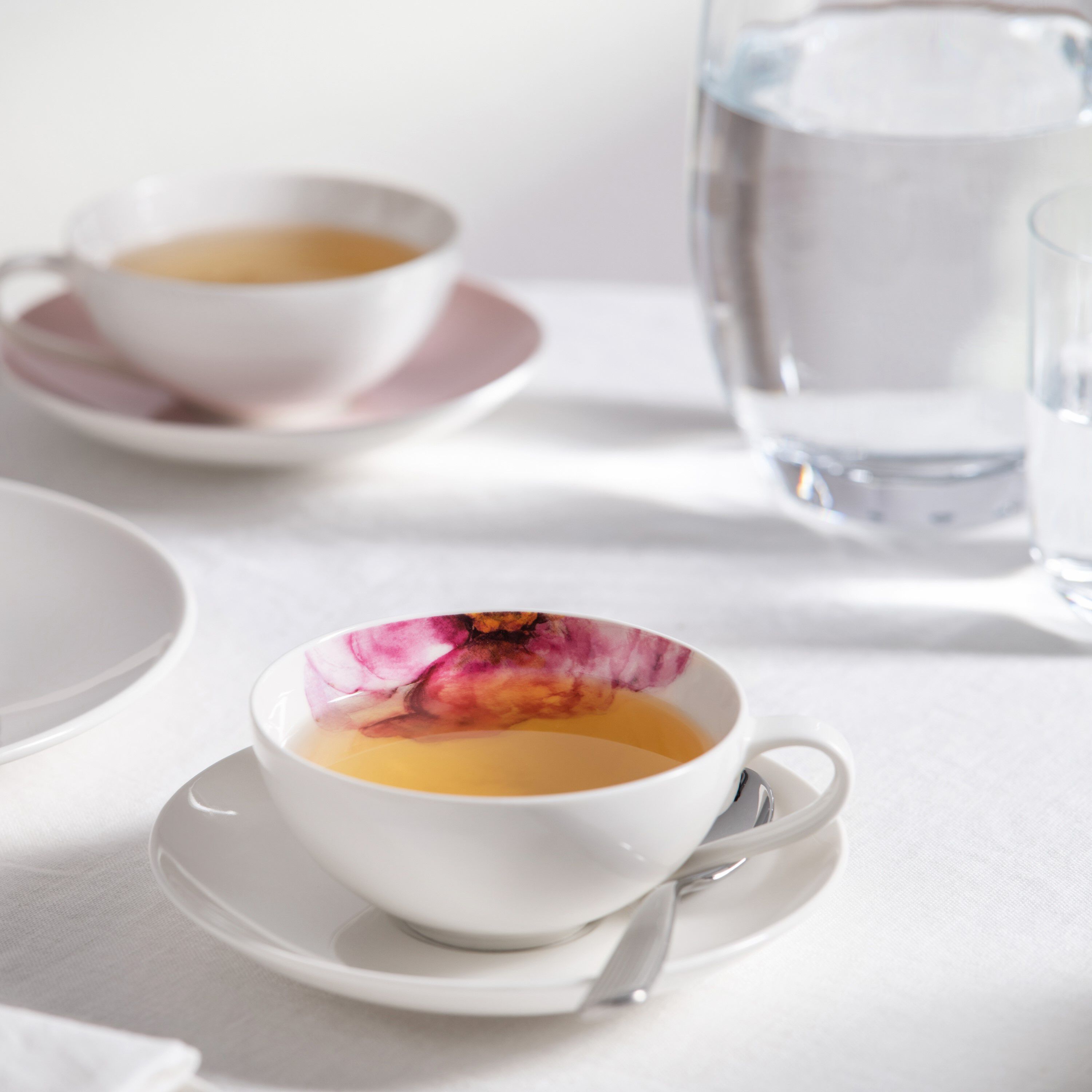 Rose Garden Coffee cup saucer - White, 5.9'' x 5.9'', Premium Porcelain