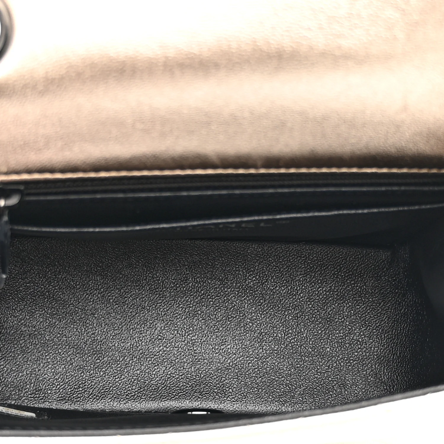 Metallic Lambskin Quilted Mini Square Flap Gold Black