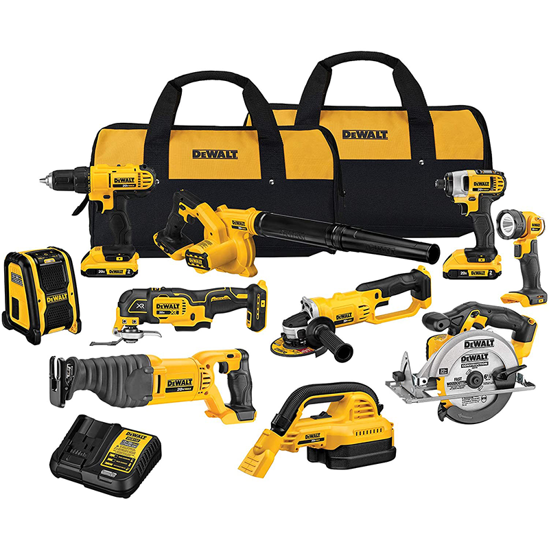 Kit combiné perceuse sans fil DEWALT 20V Max, 10 outils (DCK1020D2)