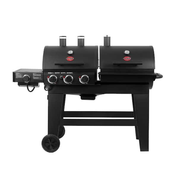 Double Play 1.260 sq.. in. 3-Burner Gas and Charcoal Grill in Black-Instock