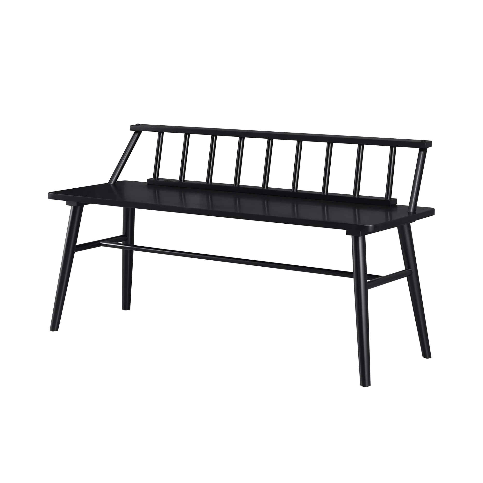 Walker Edison 47�?Contemporary Low Back Spindle Wood Bench, Black Image 2