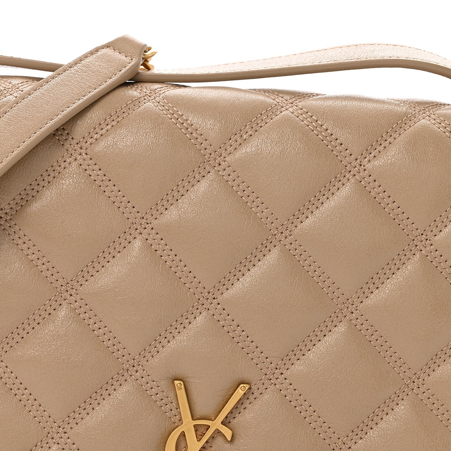 Lambskin Quilted Mini Becky Chain Bag Dark Beige