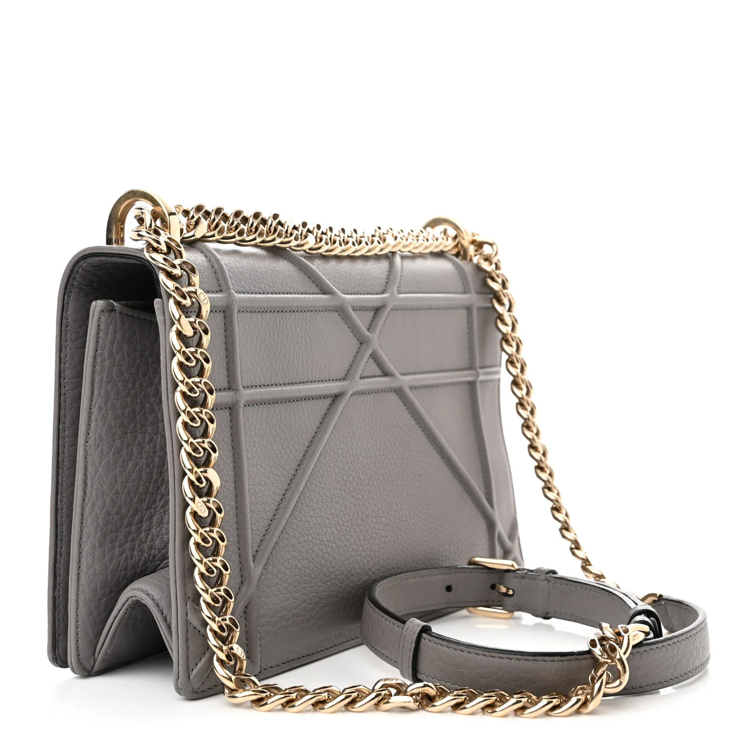 Grained Calfskin Medium Diorama Flap Bag Gris