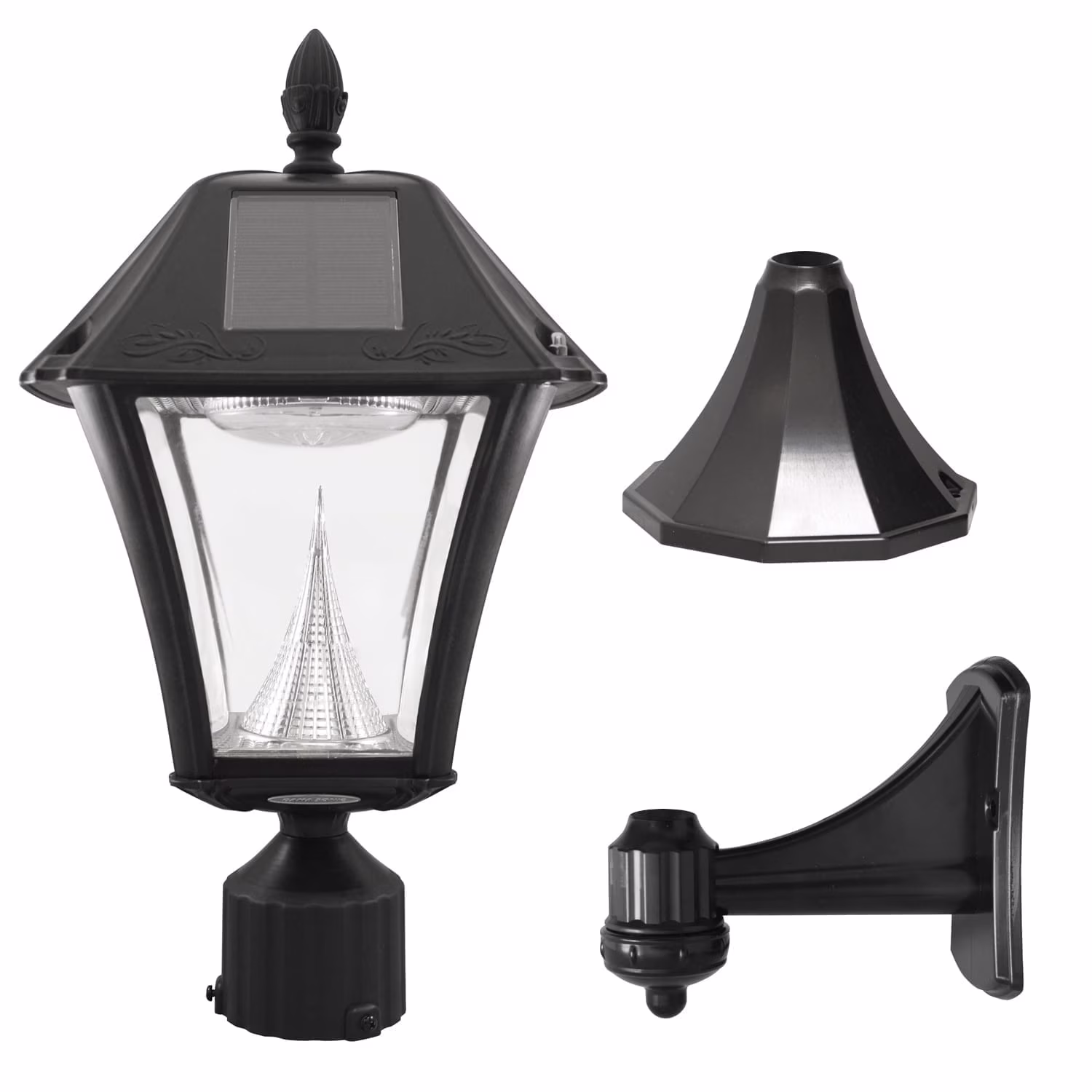 Baytown II Solar Light in Bright White- Wall/Pier/ 3 Inch Fitter Mounts Black Finish(Plastic/Other)