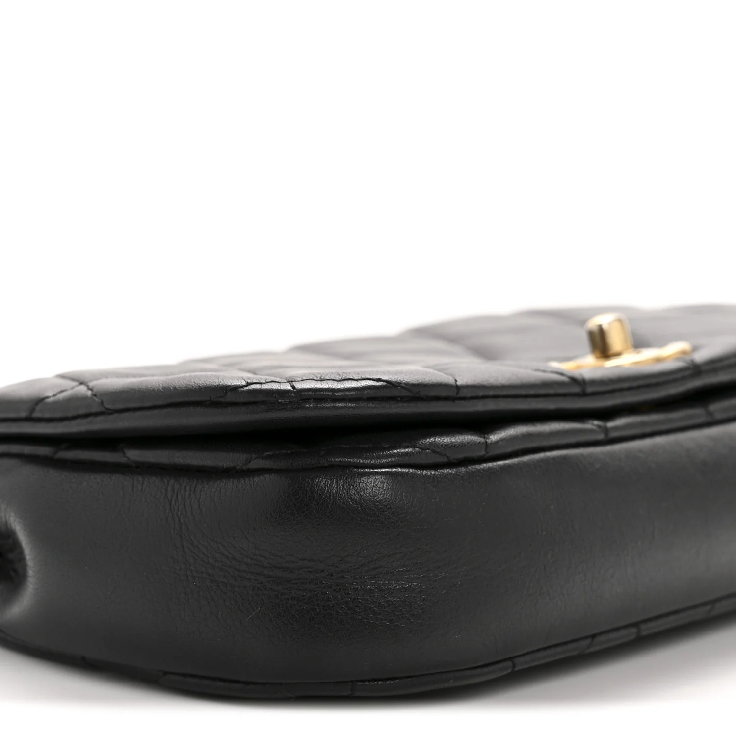Calfskin Quilted Coco Mail Clutch With Chain Black