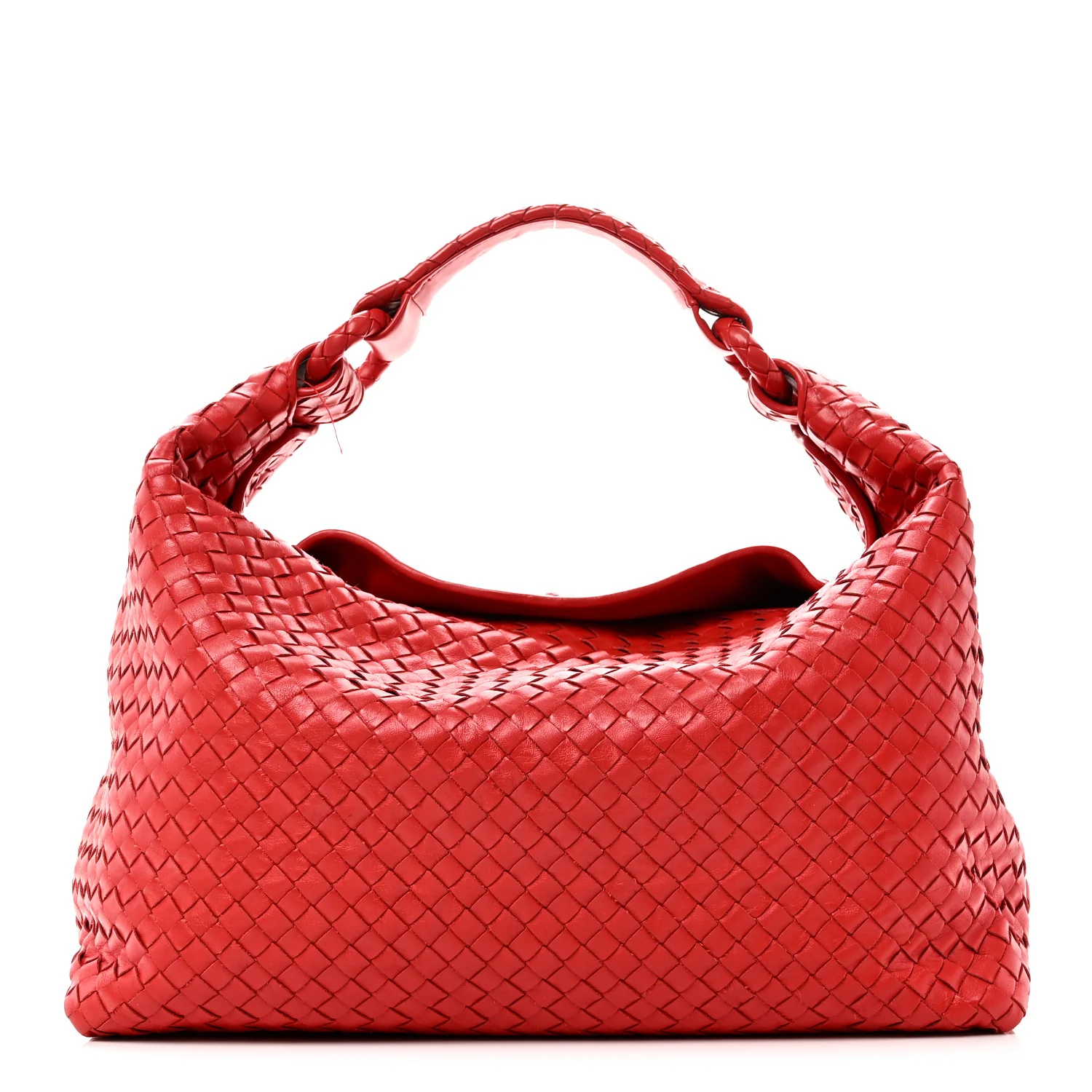 Nappa Intrecciato Large Hobo Red
