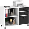 3 Drawer Wood Lateral Filing Cabinet with Locks, Printer Stand Storage File Cabinet with Shelves for Home Office, White(Black) Image 6