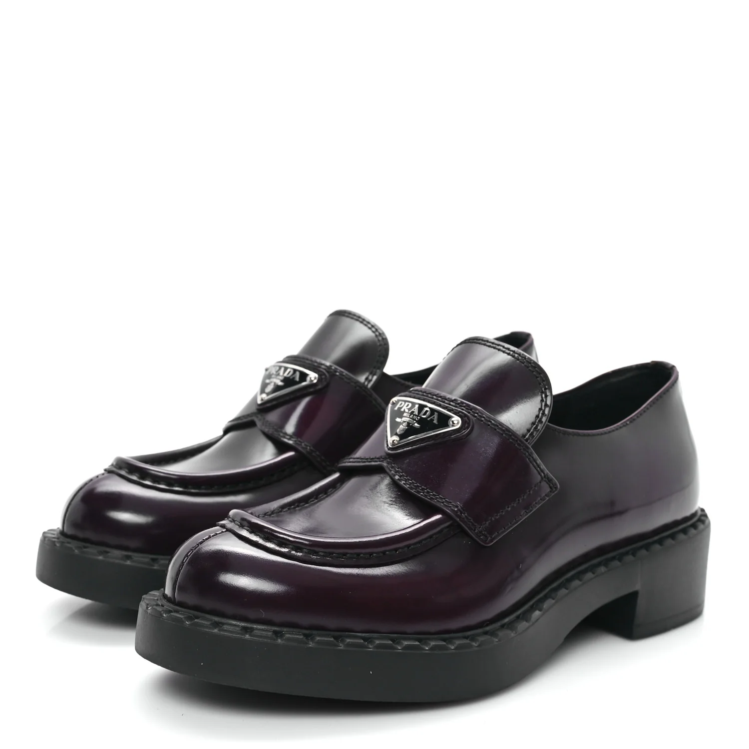 Spazzolato Metal Triangle Logo 50mm Loafers 35 Cordovan