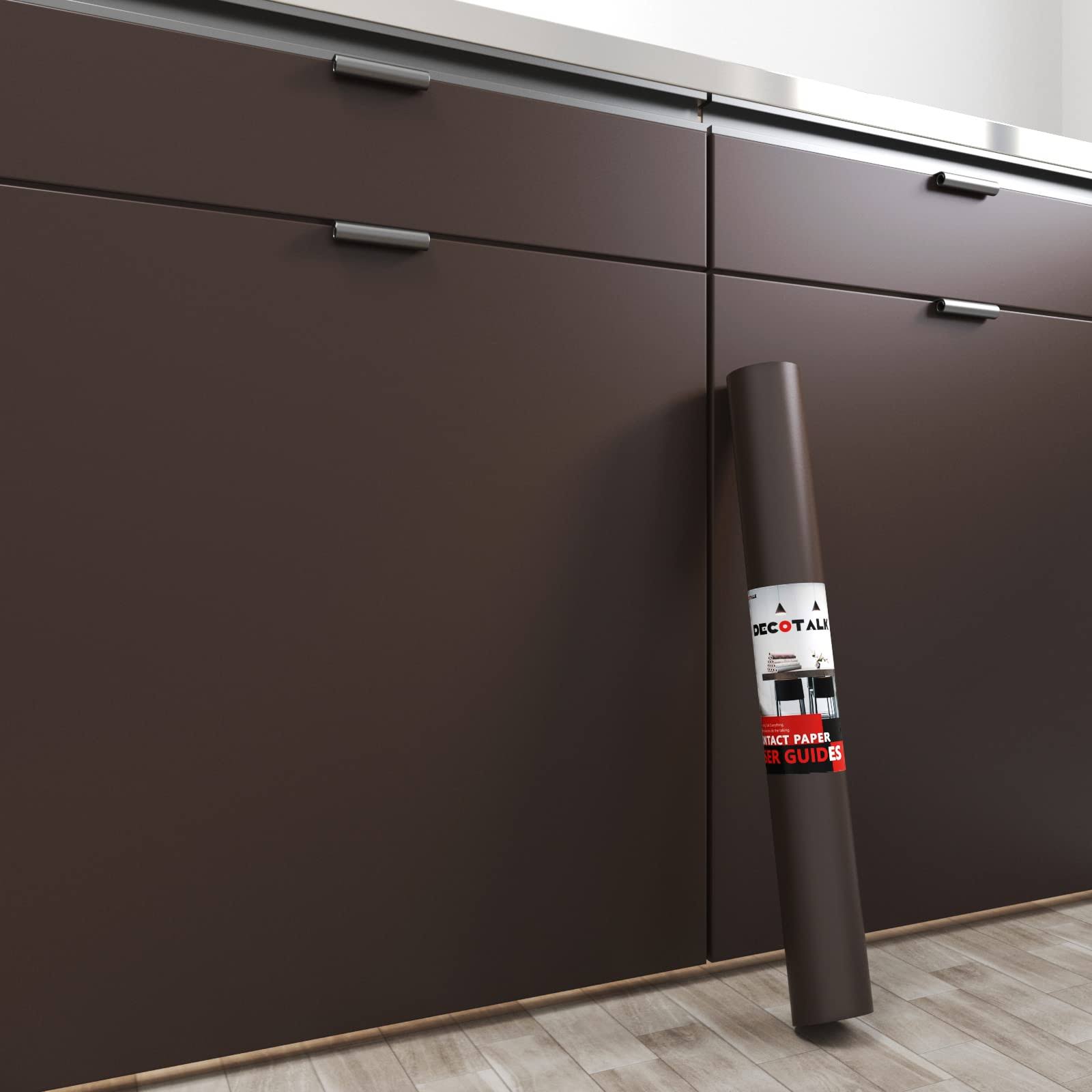 Decotalk Dark Brown Contact Paper - Peel and Stick Wallpaper Self Adhesive Contact Paper for Cabinets Decorative 17.7